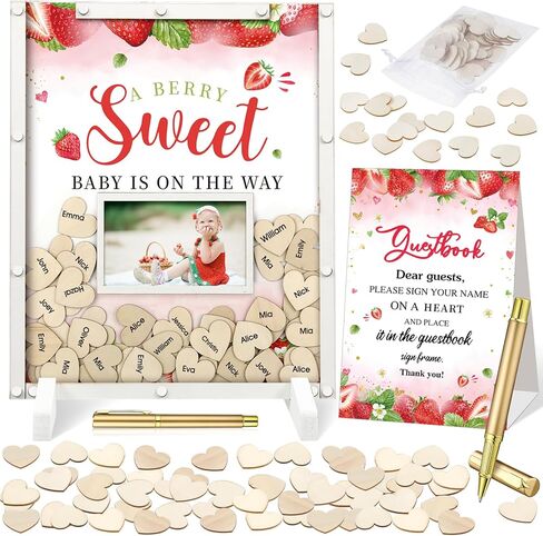 65 Pcs Baby Shower Guest Book Alternatives He or She Gender Reveal Baby Shower Decorations Sign in Guest Book with Picture Frame and 60 Wooden Chip for Baby Shower(Boho,Pampas Grass) in Kuwait