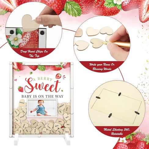 65 Pcs Baby Shower Guest Book Alternatives He or She Gender Reveal Baby Shower Decorations Sign in Guest Book with Picture Frame and 60 Wooden Chip for Baby Shower(Boho,Pampas Grass) in Kuwait