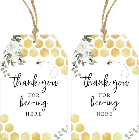 Anwyll Bee Thanks You Tags ، 50pcs Bee Thank You Home Tags with String ، شكرًا لك على علامات Bee-ing هنا ، عسل حلو ، شكرًا لك على علامات هدايا الورق على النحل ، in Kuwait