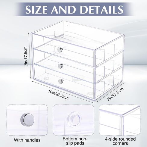 3 درج Washi Tape Organizer البلاستيك Washi Storage Storage Cube Organizer Box 10 "× 7" × 6.8 "حامل درج تخزين كبير واضح للفنون الحرف الفنية مكياج المجوهرات in Kuwait