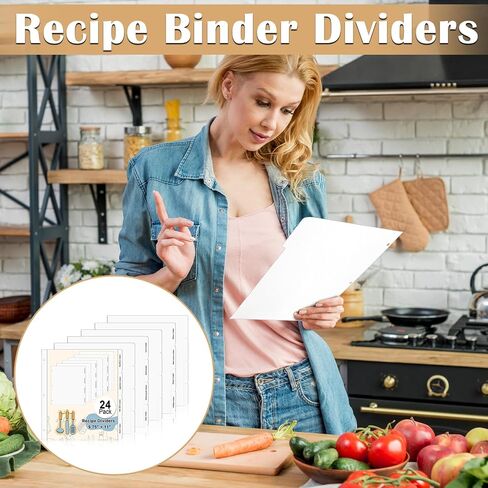 Recipe Dividers for 3 Ring Binder with 4 Tabs 9 3/4"×11" Recipe Binder Dividers Recipe Organizer Personalized Family Recipe Binder for Kitchen (Pre-Printed, 12) in Saudi Arabia