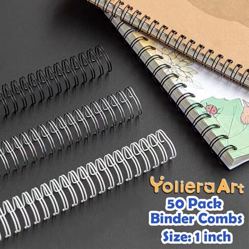 1 Inch Double Loop Wire Binding Spines 2:1 Pitch White, 50 Pack Notebook Binding Rings 220 Sheet Capacity for Booking Letter Size and Binding-Machines YolieraArt Cinch Wires Office Products in Saudi Arabia