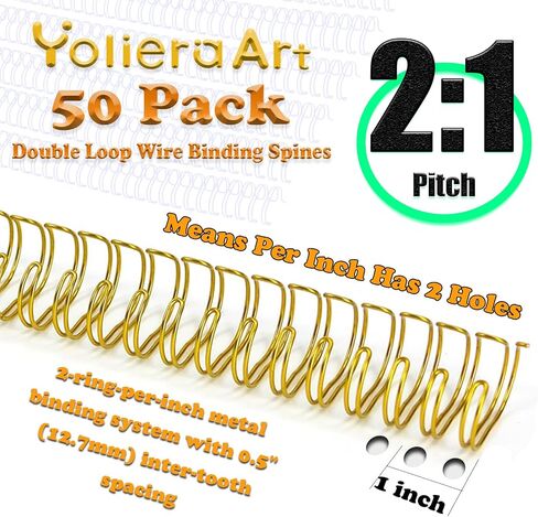 1 Inch Double Loop Wire Binding Spines 2:1 Pitch White, 50 Pack Notebook Binding Rings 220 Sheet Capacity for Booking Letter Size and Binding-Machines YolieraArt Cinch Wires Office Products in Saudi Arabia