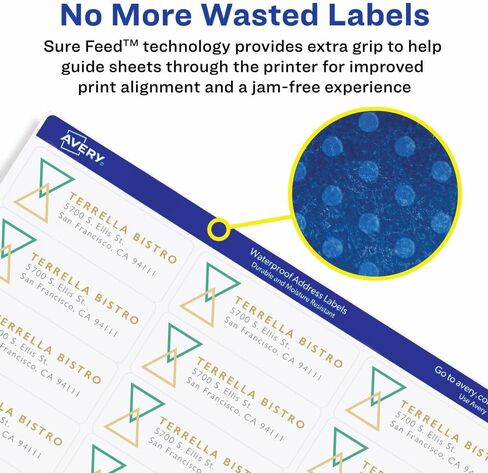 Avery Waterproof Sticker Labels for Printer - 1" x2-5/8 Mailing Labels, Ultrahold Permanent Adhesive, Laser Printers, 1,500 Printable Avery Address Label Sheets (5520) in Saudi Arabia