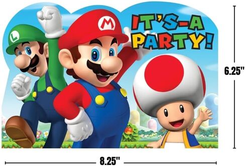 Amscan Super Mario Invite Postcards, 8 Count, Party Supplies' in Saudi Arabia