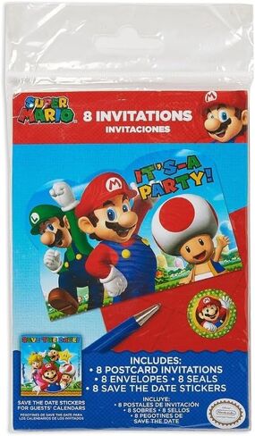 Amscan Super Mario Invite Postcards, 8 Count, Party Supplies' in Saudi Arabia