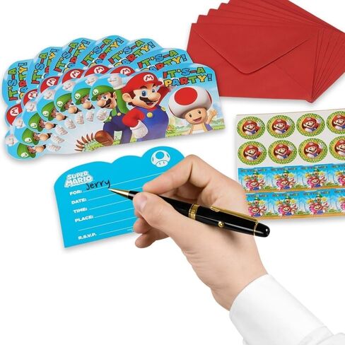 Amscan Super Mario Invite Postcards, 8 Count, Party Supplies' in Saudi Arabia