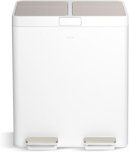 KOHLER K-23828-BST 82-Liter Stainless Steel Dual-bin Step Trash can, Black Stainless in Saudi Arabia