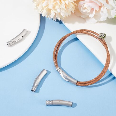 UNICRAFTALE 5Pcs Bracelet Necklace Clasps 304 Stainless Steel Bayonet Clasps Column Leather Cord Clasps Tube Jewelry Clasps with Push Button for Bracelets Necklaces Jewelry Making 3mm Hole in Saudi Arabia