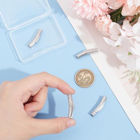 UNICRAFTALE 5Pcs Bracelet Necklace Clasps 304 Stainless Steel Bayonet Clasps Column Leather Cord Clasps Tube Jewelry Clasps with Push Button for Bracelets Necklaces Jewelry Making 3mm Hole in Saudi Arabia