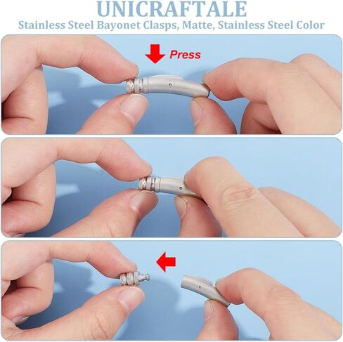 UNICRAFTALE 5Pcs Bracelet Necklace Clasps 304 Stainless Steel Bayonet Clasps Column Leather Cord Clasps Tube Jewelry Clasps with Push Button for Bracelets Necklaces Jewelry Making 3mm Hole in Saudi Arabia