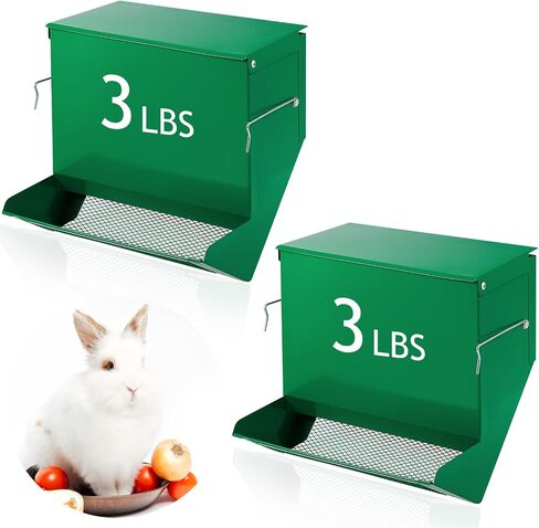 Maxcheck 2 Pcs Rabbit Feeder for Cages, 4.7 Inches, Mesh Bottom, Green in Kuwait