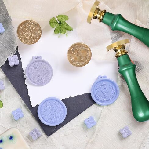 Elegant Initial M Wax Seal Kit,2pcs Exquisite Brass Stamp Heads with Eucalyptus & Flower Designs Ideal for Wedding Invitations Gift Wraps Envelopes and Christmas Cards (Alphabet M Kit) in Kuwait