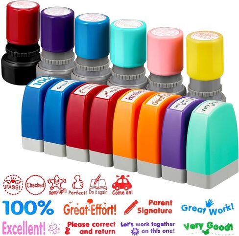 Henoyso 14 Pcs Office Stamp Set Self Inking Office Stamp Business Stamps Message Account Work Stamp Office Stationery Approved Paid Copy Faxed Scanned Stamps for Office Message Supplies in Saudi Arabia