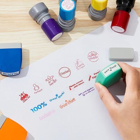 Henoyso 14 Pcs Office Stamp Set Self Inking Office Stamp Business Stamps Message Account Work Stamp Office Stationery Approved Paid Copy Faxed Scanned Stamps for Office Message Supplies in Saudi Arabia