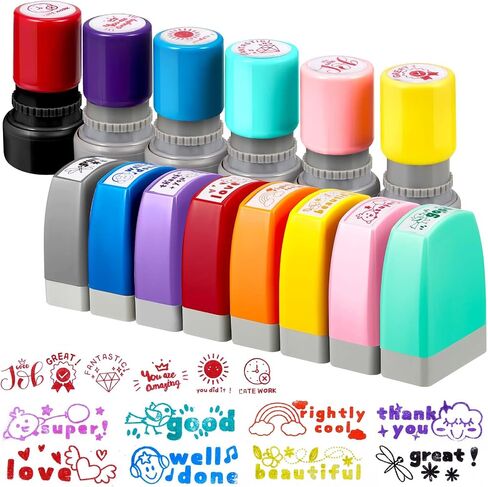 Henoyso 14 Pcs Office Stamp Set Self Inking Office Stamp Business Stamps Message Account Work Stamp Office Stationery Approved Paid Copy Faxed Scanned Stamps for Office Message Supplies in Saudi Arabia