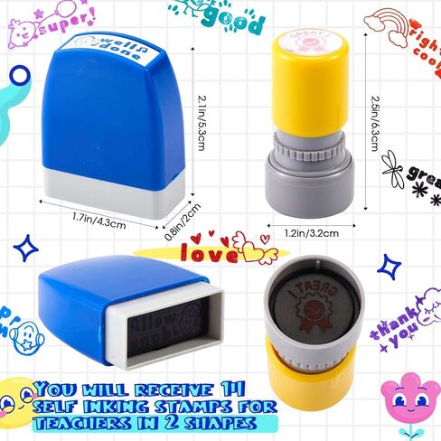 Henoyso 14 Pcs Office Stamp Set Self Inking Office Stamp Business Stamps Message Account Work Stamp Office Stationery Approved Paid Copy Faxed Scanned Stamps for Office Message Supplies in Saudi Arabia