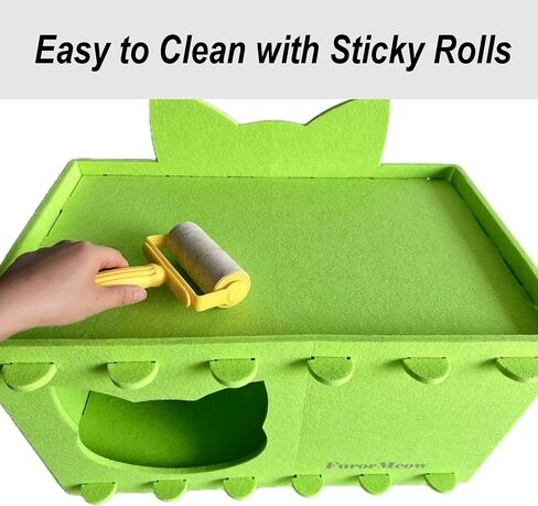 Cat House Cat Ear Design, Large Spacious Cozy Indoor Cat Bed Cave, Scratch Resistant Strong Thick Premium Felt Condo, Fun Hideaway for Multiple Cats, 21.5x13x11.6 inches (Bright Green) in Saudi Arabia