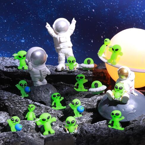 30 Pcs Glow in The Dark Mini Alien Figures Various 6 Styles Halloween Small Alien Figurines to Hide and Seek Tiny Luminous Figures for Piñata Stuffers, Playsets, Space Party Fillers in Saudi Arabia