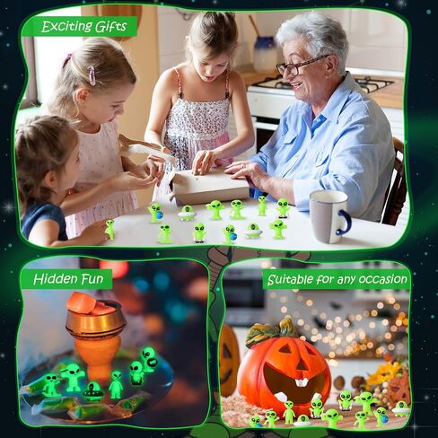 30 Pcs Glow in The Dark Mini Alien Figures Various 6 Styles Halloween Small Alien Figurines to Hide and Seek Tiny Luminous Figures for Piñata Stuffers, Playsets, Space Party Fillers in Saudi Arabia