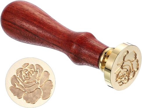 PATIKIL Rosemary Wax Seal Stamp, Plant Sealing Wax Stamp Classic Retro Removable Brass Head Wooden Handle for Envelope Invitation Cards, Brown in Saudi Arabia