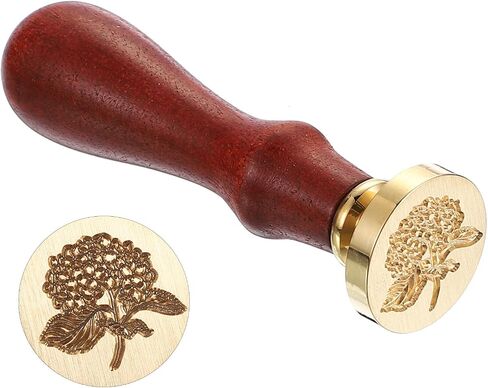 PATIKIL Rosemary Wax Seal Stamp, Plant Sealing Wax Stamp Classic Retro Removable Brass Head Wooden Handle for Envelope Invitation Cards, Brown in Saudi Arabia