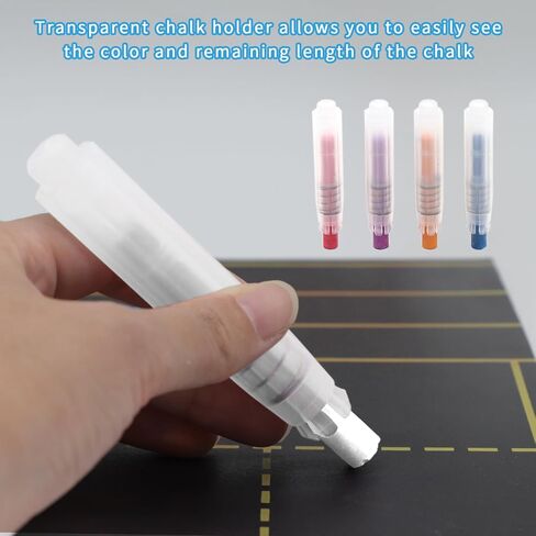 8-Pack Premium Transparent Chalk Holders - Teacher's Choice Easy Press Extension, Dust-Free Grip, Durable Plastic Shell for Classroom, Office, and Art Use in Saudi Arabia