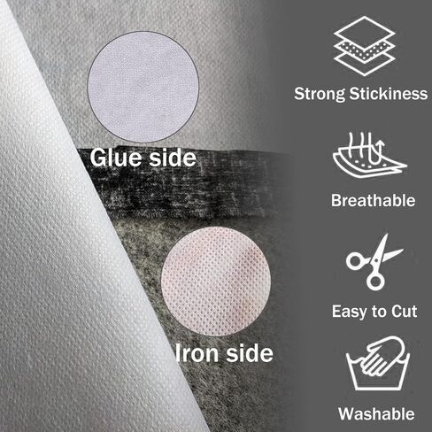 Fusible Interfacing 12in x 20yd,Light Weight Fusible Interfacing for Sewing,Non-Woven Iron-on Interfacing White Polyester Single-Sided Interfacing Fabric for Sewing Quilting DIY Crafts Supplies in Saudi Arabia