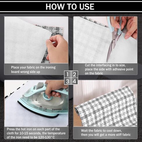 Fusible Interfacing 12in x 20yd,Light Weight Fusible Interfacing for Sewing,Non-Woven Iron-on Interfacing White Polyester Single-Sided Interfacing Fabric for Sewing Quilting DIY Crafts Supplies in Saudi Arabia