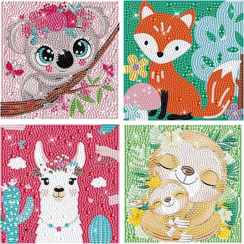 4 Packs Diamond Art Kits for Kids Adults Beginners, 5D Cartoon Butterfly Diamond Painting Kits for Kids, Mosaic Kits for Adult Beginner, DIY Full Round Drill Gem Art for Decor Kids Present 6X6 inch in Saudi Arabia