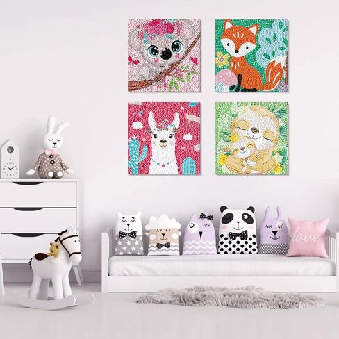 4 Packs Diamond Art Kits for Kids Adults Beginners, 5D Cartoon Butterfly Diamond Painting Kits for Kids, Mosaic Kits for Adult Beginner, DIY Full Round Drill Gem Art for Decor Kids Present 6X6 inch in Saudi Arabia