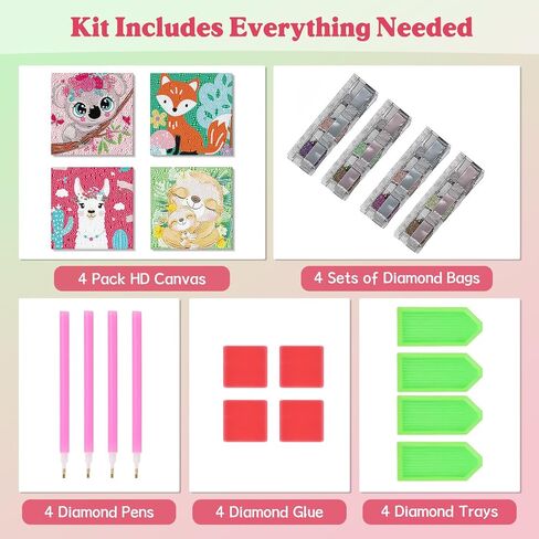 4 Packs Diamond Art Kits for Kids Adults Beginners, 5D Cartoon Butterfly Diamond Painting Kits for Kids, Mosaic Kits for Adult Beginner, DIY Full Round Drill Gem Art for Decor Kids Present 6X6 inch in Saudi Arabia