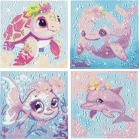 4 Packs Diamond Art Kits for Kids Adults Beginners, 5D Cartoon Butterfly Diamond Painting Kits for Kids, Mosaic Kits for Adult Beginner, DIY Full Round Drill Gem Art for Decor Kids Present 6X6 inch in Saudi Arabia