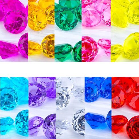 Niceup 26PCS Green Acrylic Diamond Big Gemstones 1.5in Princess Pirate Mermaid Swimming Pool Party Favors Fake Gems Jewels Treasure Hunt Hiding Sensory Bin Filler Toys Craft Supplies in Saudi Arabia