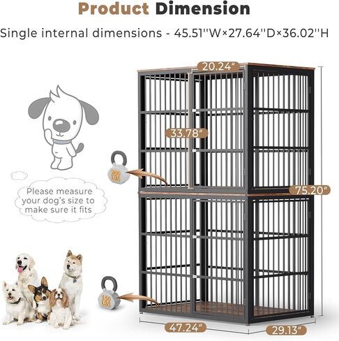 94.48'' Dog Crate Furniture Large Breed TV Stand with Double Rooms for 2 Large Medium Dogs, Wooden Indoor Kennel Crate Cage End Table with Removable Divider, Can Use Separately, Natural Beech in Saudi Arabia