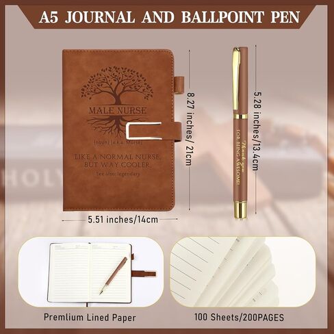 Pickmesh 3 Pcs Male Nurse Gift Set 17 oz Coffee Mug Tumbler A5 Leather Journal with Ballpoint Pen Nurse Appreciation Week Gift Graduation Thank You Favor for Man Male Nursing Assistant(Brown) in Kuwait