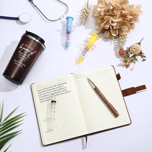 Pickmesh 3 Pcs Male Nurse Gift Set 17 oz Coffee Mug Tumbler A5 Leather Journal with Ballpoint Pen Nurse Appreciation Week Gift Graduation Thank You Favor for Man Male Nursing Assistant(Brown) in Kuwait