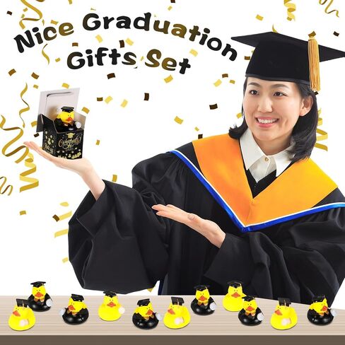 24 Set Graduation Duck with Cap Gift Box Graduation Rubber Duck Class of 2025 Candy Box with Tassel for Student Grad Party Favors Supplies(Black) in Kuwait