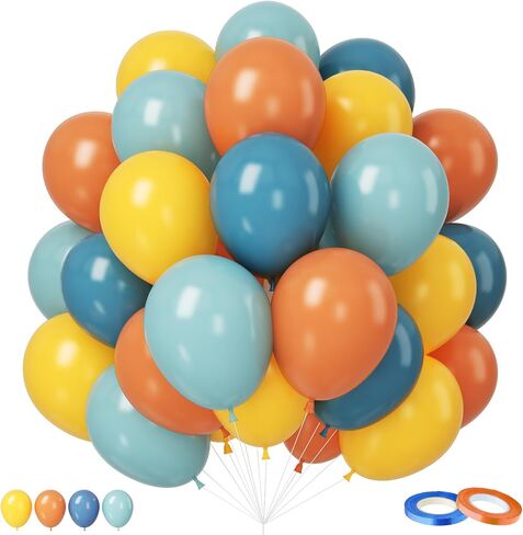 Rainbow Balloons, 12 Inch 50pcs Multicolor Rainbow Neon Colorful Balloon in Saudi Arabia