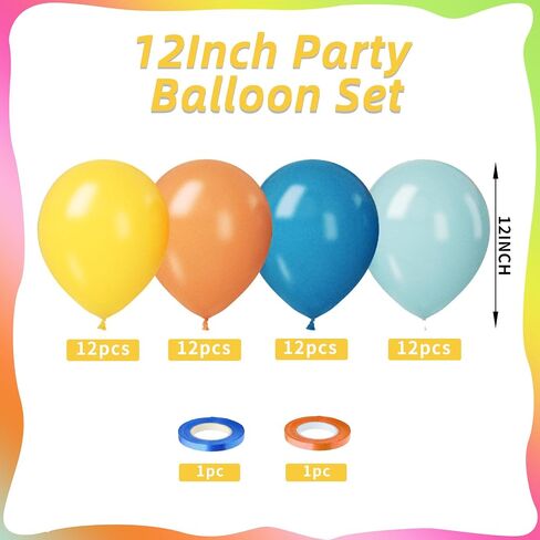 Rainbow Balloons, 12 Inch 50pcs Multicolor Rainbow Neon Colorful Balloon in Saudi Arabia