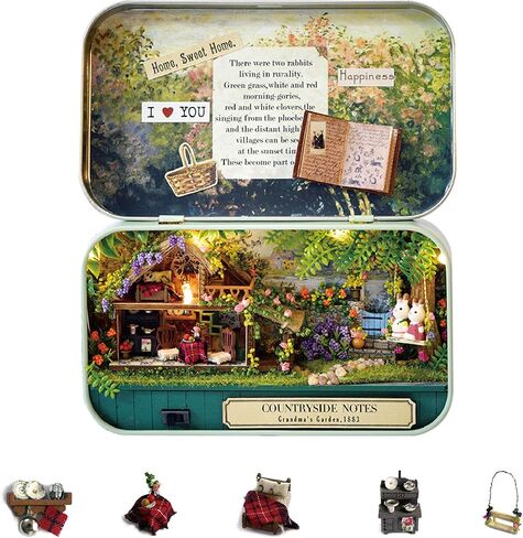 Flever Dollhouse Miniature DIY House Kit Creative Room with Furniture and Cover for Romantic Valentine's Gift(Happy Corner) in Kuwait