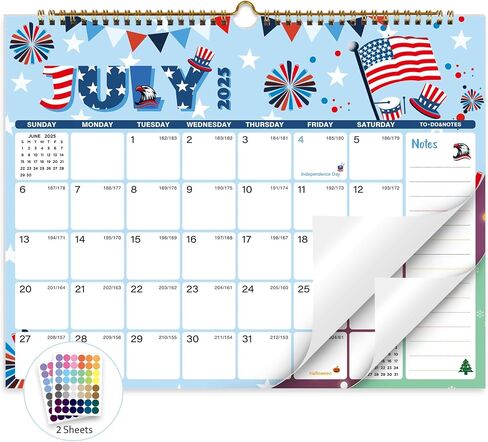 XISIDO 2026-2027 Wall Calendar, Calendar 2026-2027, 18 Month Calendar July 2026 - December 2027, 14.8" X 11.5", Calendar with Twin-Wire Binding, Hanging Hook and Julian Dates (Seasonal Designs) in Kuwait
