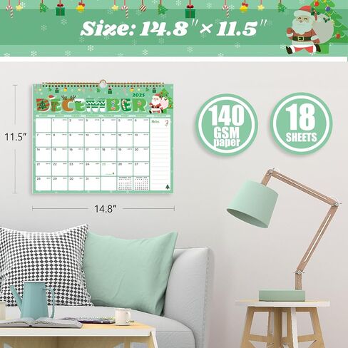 XISIDO 2026-2027 Wall Calendar, Calendar 2026-2027, 18 Month Calendar July 2026 - December 2027, 14.8" X 11.5", Calendar with Twin-Wire Binding, Hanging Hook and Julian Dates (Seasonal Designs) in Kuwait