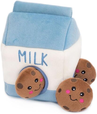 ZippyPaws Burrow- Interactive Dog & Puppy Toys for Boredom, Stimulating Pet Products to Keep them Busy, Hide & Seek Plush Puzzles, Squeaky Toy for Enrichment, For Small & Medium Dogs- Milk and Cookies in Saudi Arabia