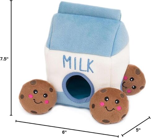 ZippyPaws Burrow- Interactive Dog & Puppy Toys for Boredom, Stimulating Pet Products to Keep them Busy, Hide & Seek Plush Puzzles, Squeaky Toy for Enrichment, For Small & Medium Dogs- Milk and Cookies in Saudi Arabia