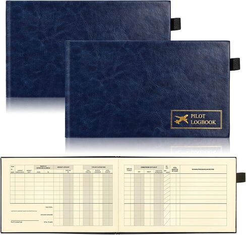 2PCS Pilot Logbook Flight Log Book for Pilots Standard Pilot Log Book Flight Record Book 4.5X8 Inch with 100 Pages Records 48 Flight Airline Logbook for Professional Student Pilots (Blue) in Kuwait