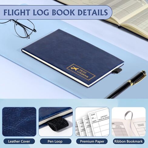 2PCS Pilot Logbook Flight Log Book for Pilots Standard Pilot Log Book Flight Record Book 4.5X8 Inch with 100 Pages Records 48 Flight Airline Logbook for Professional Student Pilots (Blue) in Kuwait