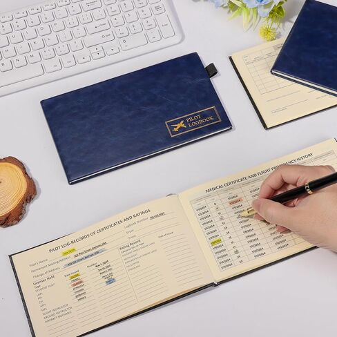 2PCS Pilot Logbook Flight Log Book for Pilots Standard Pilot Log Book Flight Record Book 4.5X8 Inch with 100 Pages Records 48 Flight Airline Logbook for Professional Student Pilots (Blue) in Kuwait