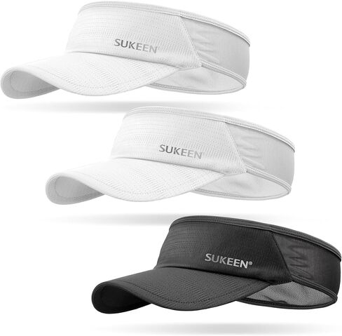 Sukeen 3 Pack Sports Sun Visor Men Women Lightweight Packable Cooling Stretchy Visor Hat for Running, Tennis, Golf in Kuwait