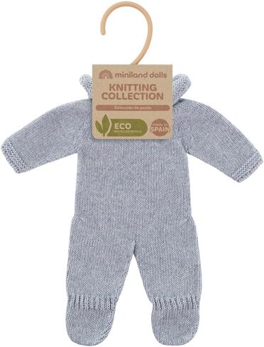 Miniland Clothes for Dolls 8 1/4'' Knitted Outfit Rompers & Hood - ECO, Made in Spain, Quality, Role Play, Educational in Saudi Arabia
